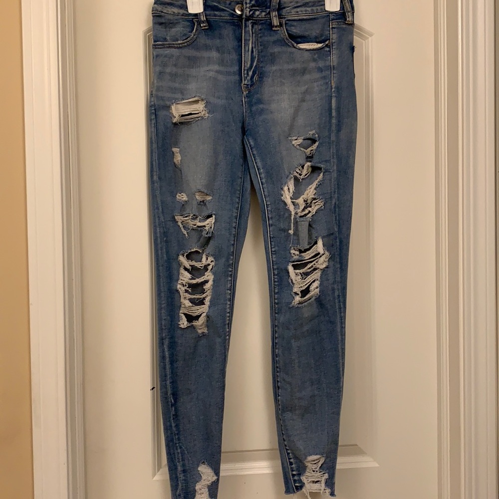 American eagle high rise ripped skinny jeans